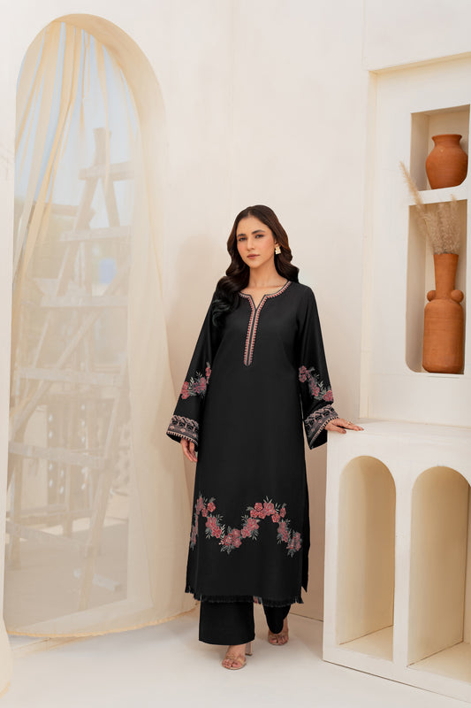 Zahrah Embroidered Suit - 2pc (Black)