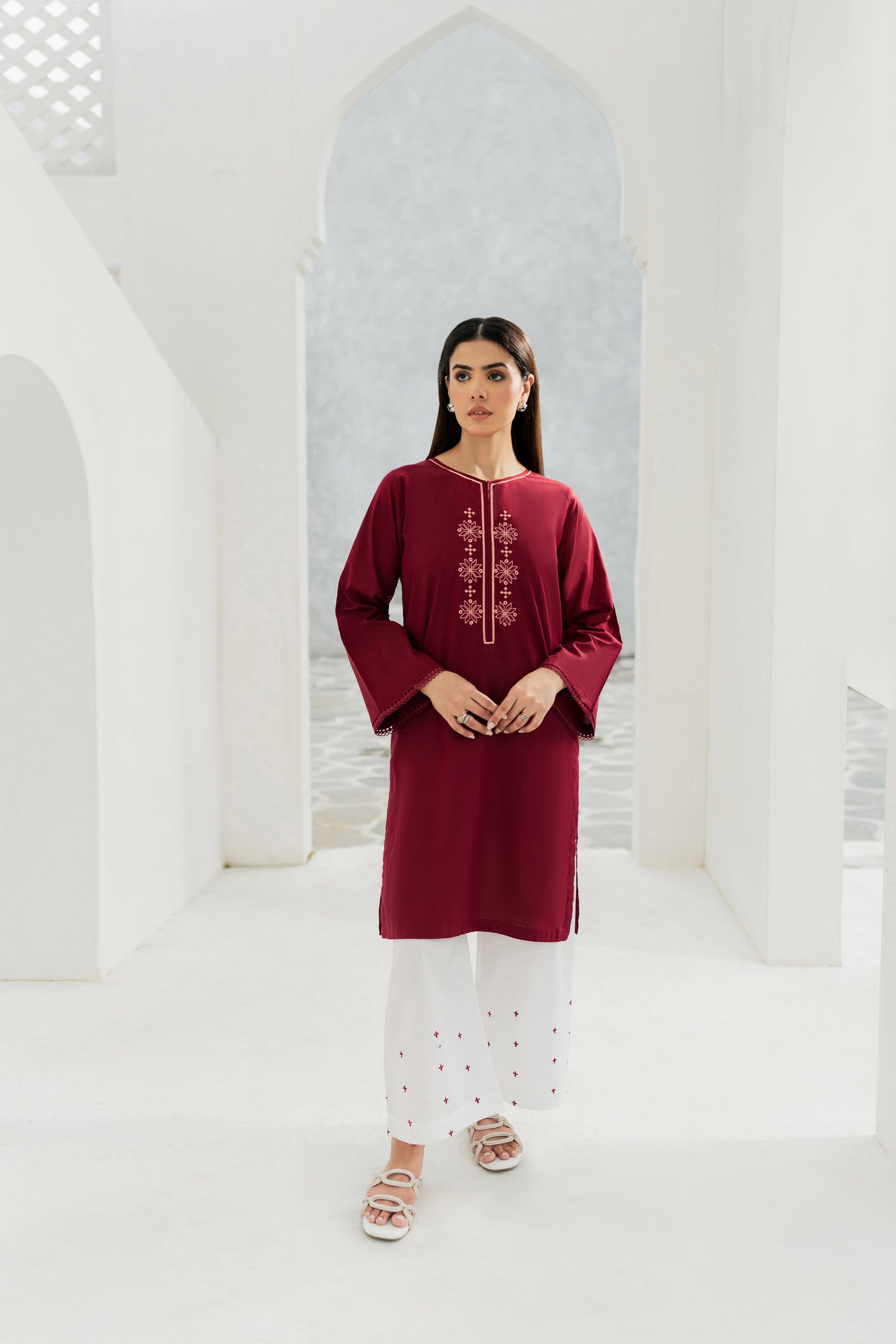 Mulberry - 2pc Embroidered Suit