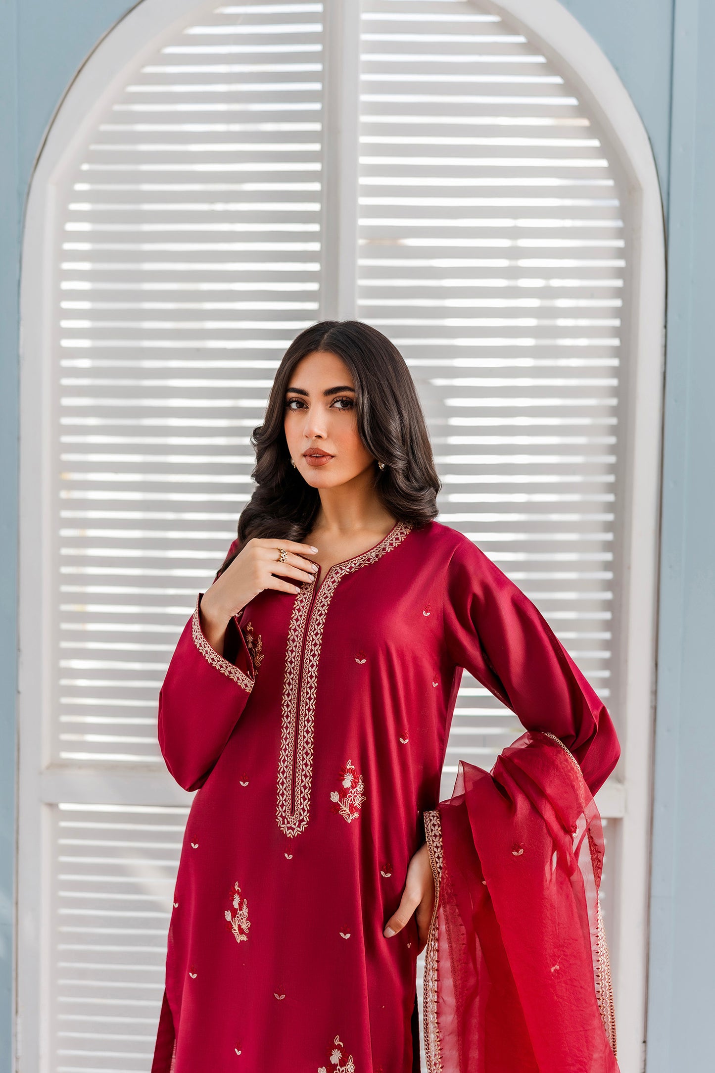 Meya - 2pc/3pc Embroidered Suit