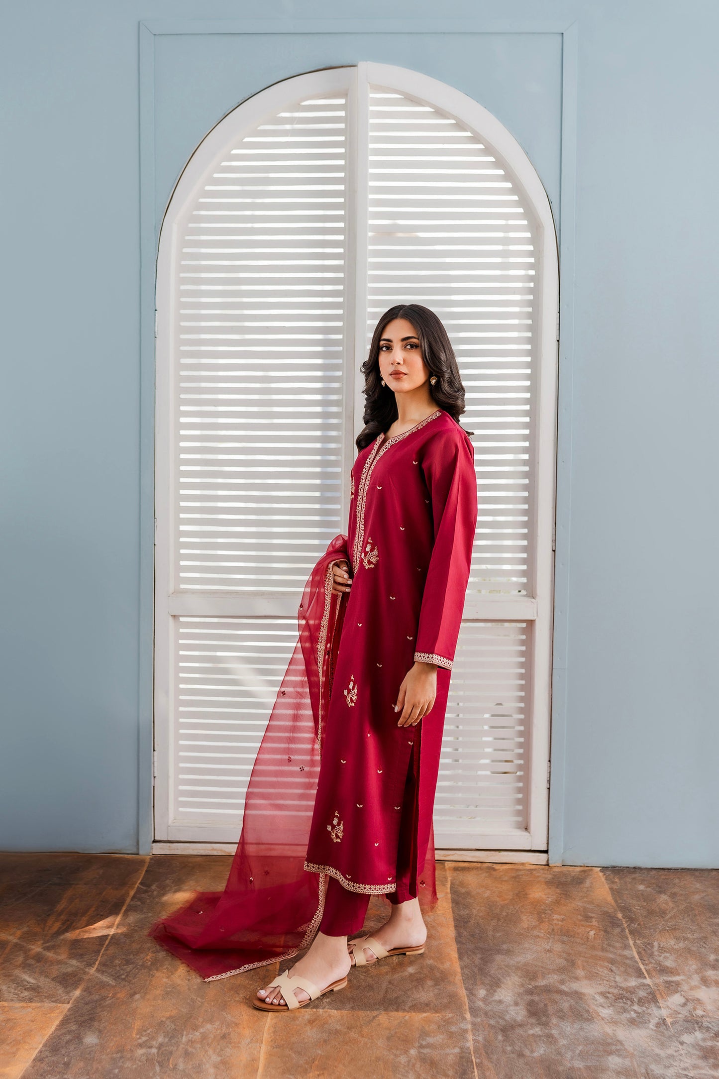 Meya - 2pc/3pc Embroidered Suit