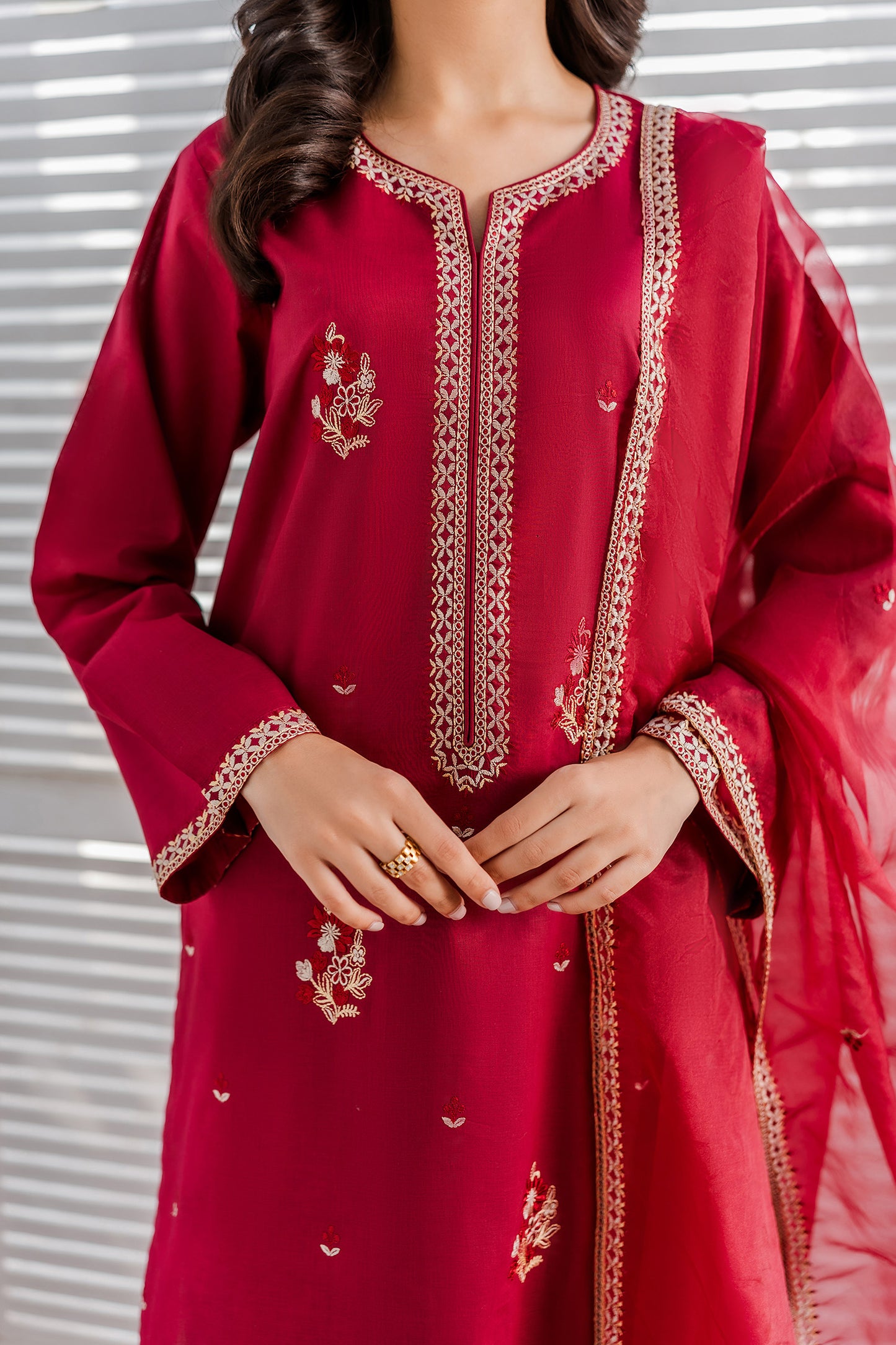 Meya - 2pc/3pc Embroidered Suit