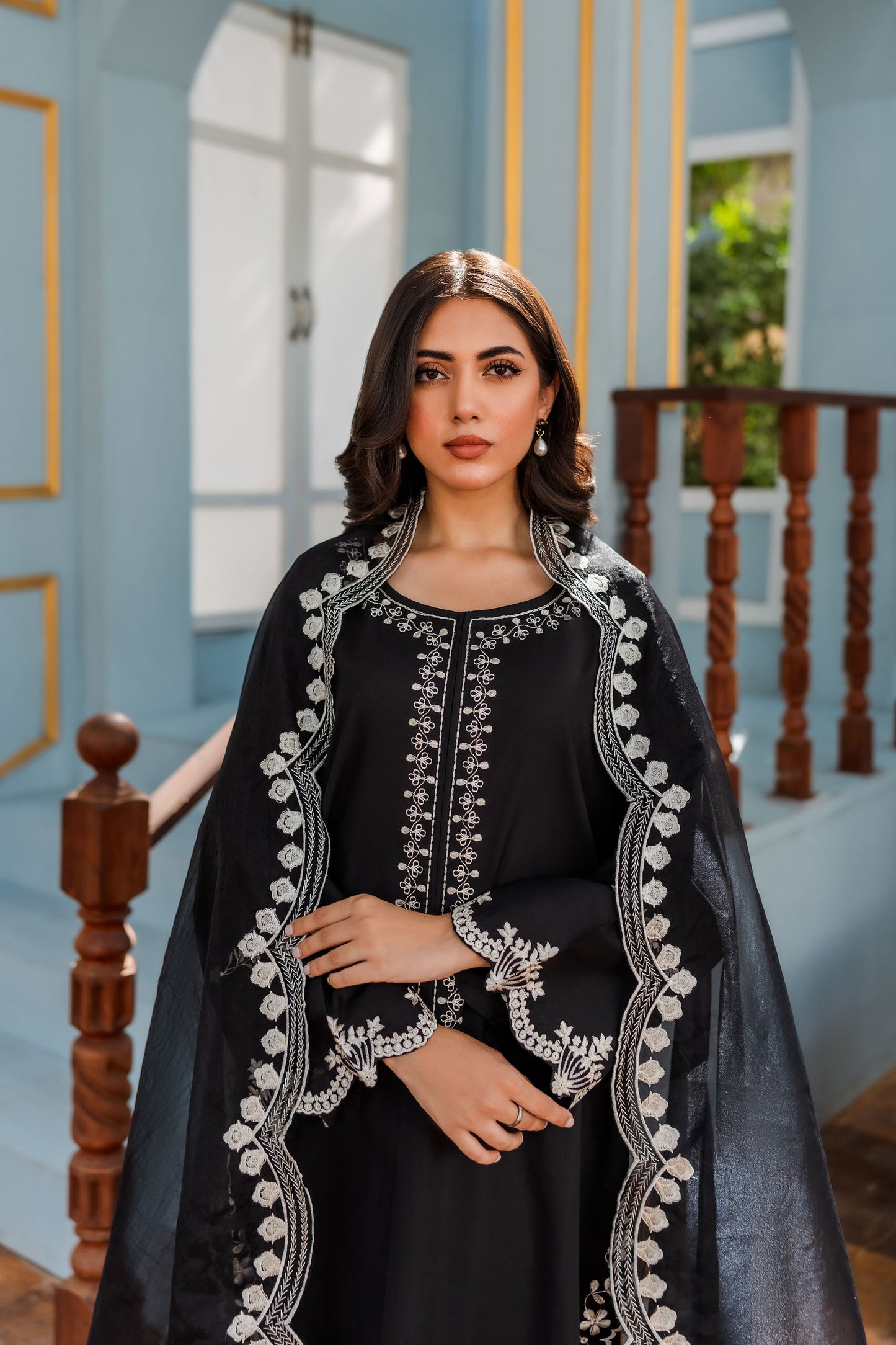 Black Embroidered Dupatta