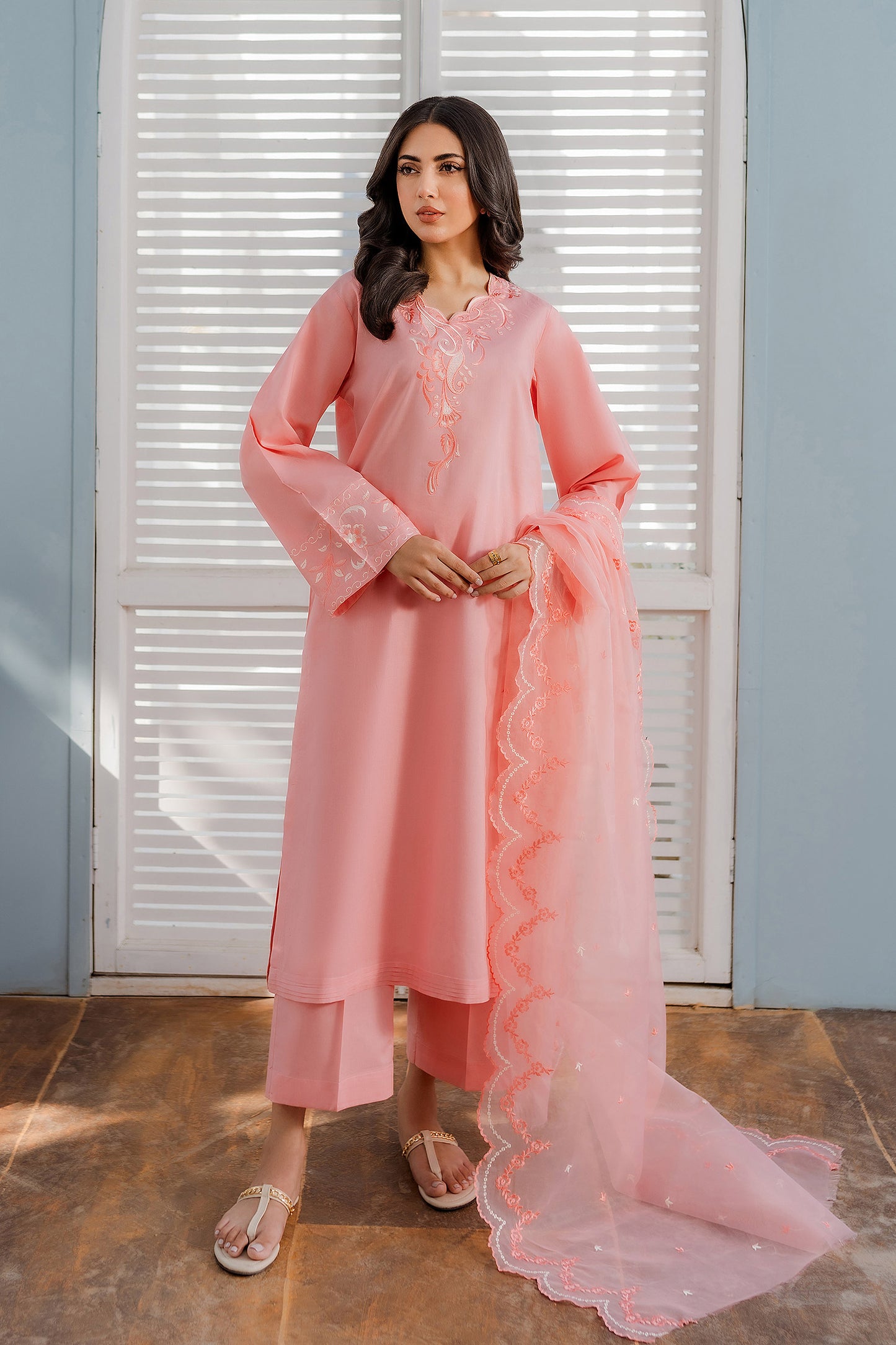 Baby Pink Embroidered Suit - 2pc/3pc