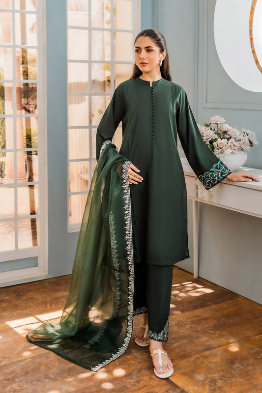 Green Embroidered Suit - 2pc/3pc