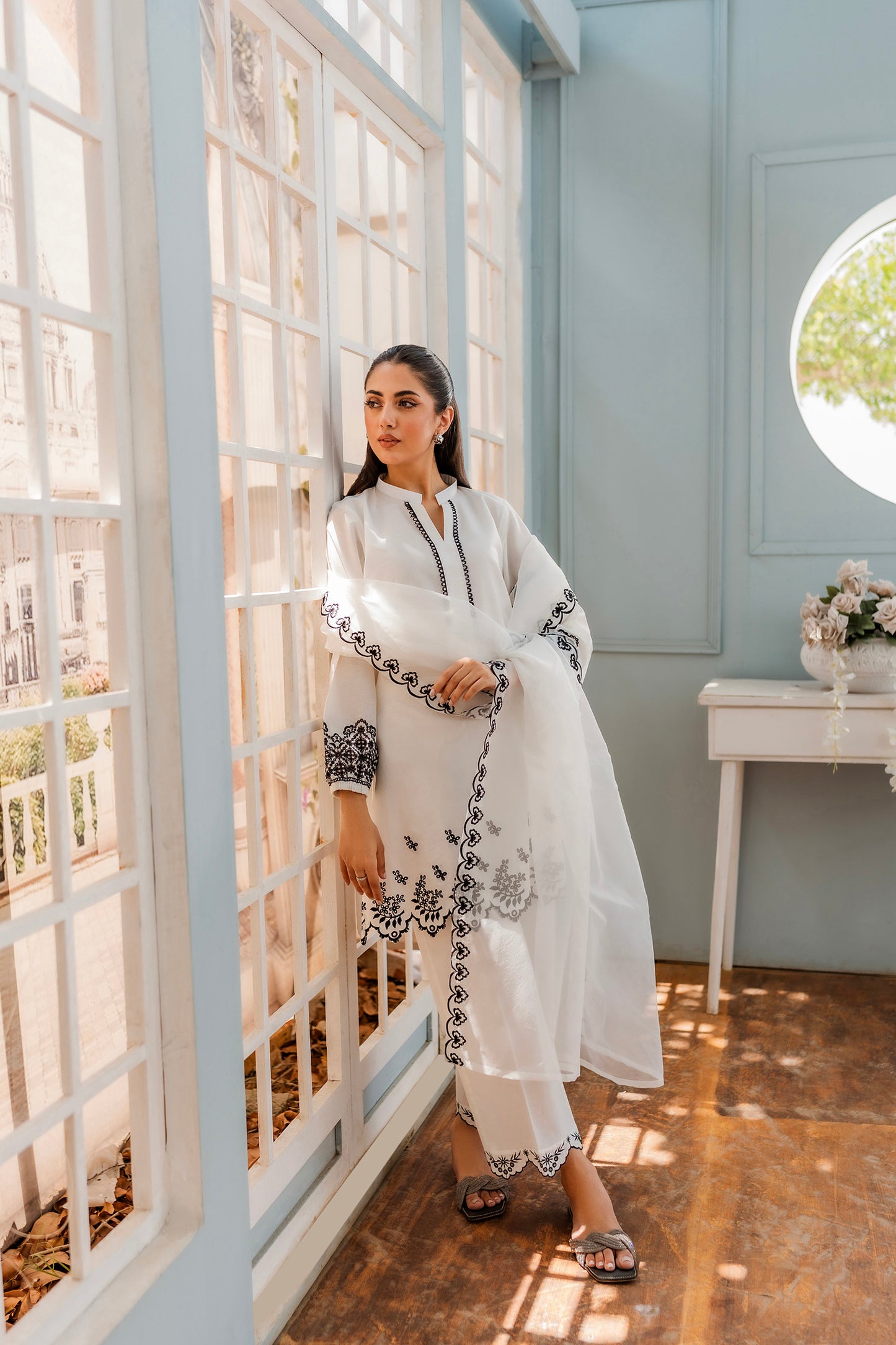 White Embroidered Suit - 2pc/3pc