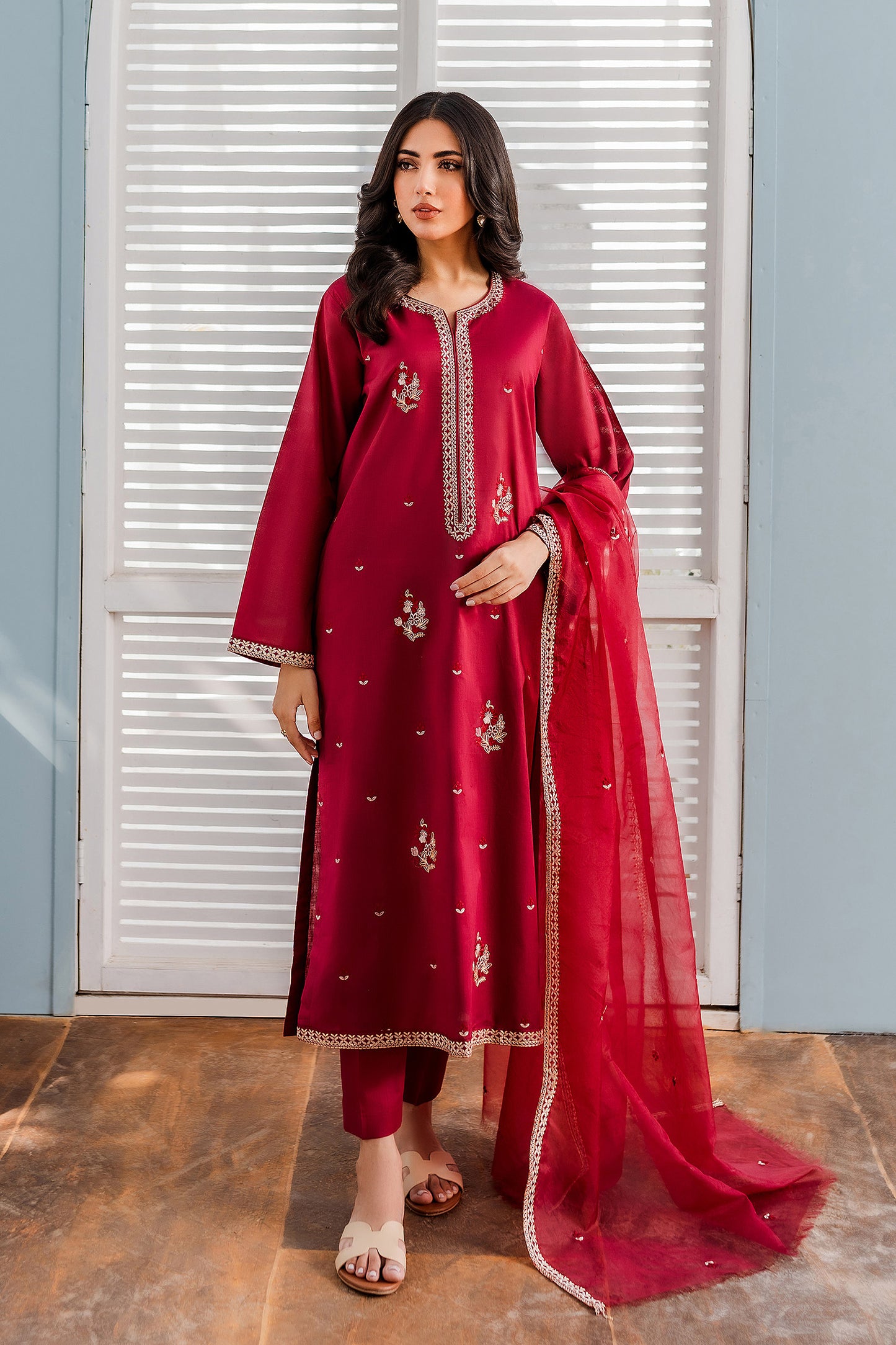 Meya - 2pc/3pc Embroidered Suit