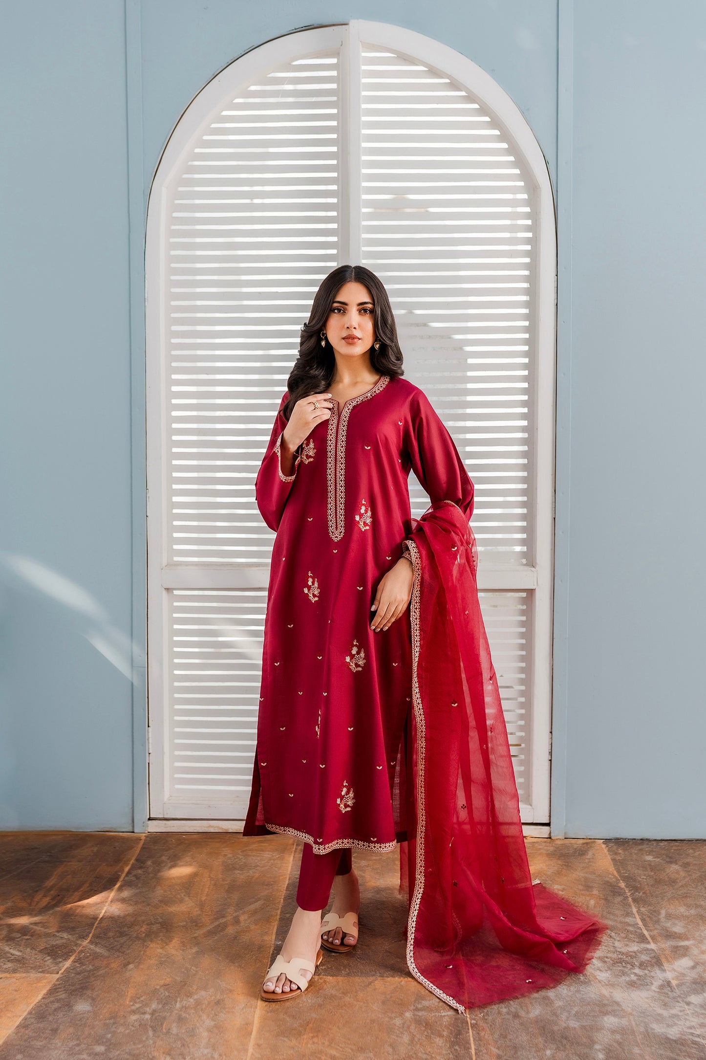 Meya - 2pc/3pc Embroidered Suit